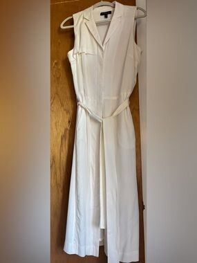 Banana Republic Sleeveless Trench Midi Dress self tie belt 10TALL